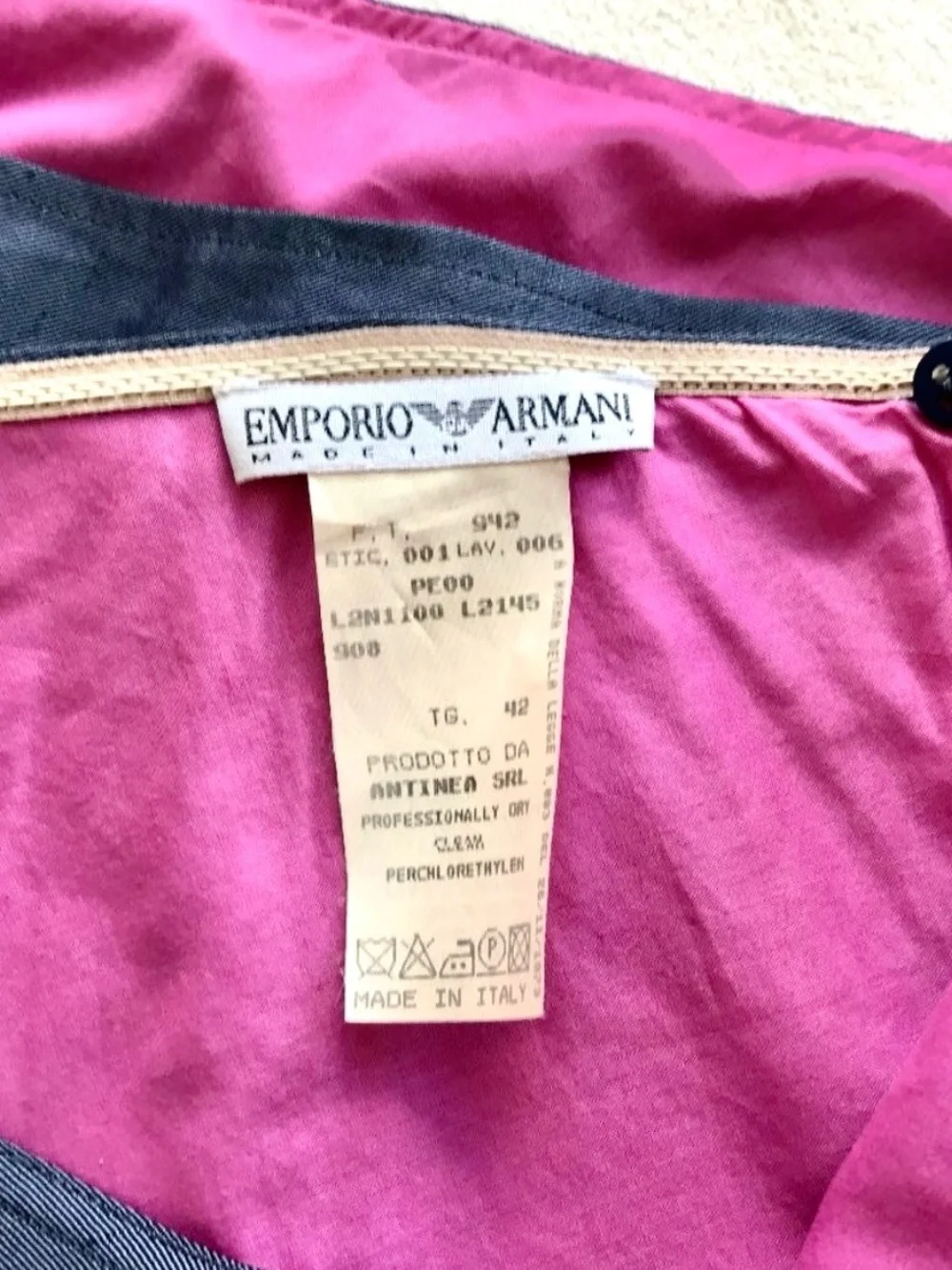 Vintage Emporio Armani Asymmetrical Linen Skirt Italy 42 US 6 Blue Y2K 2000 90s